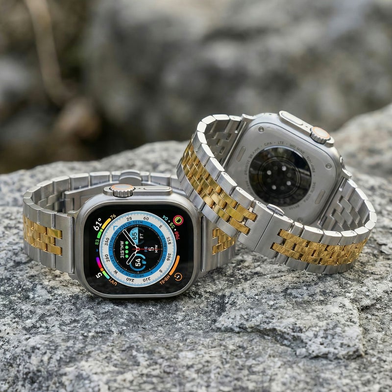 Stainless Steel Adjustable Metal Business Replacement Band for Apple Watch 44mm 45mm 46mm 49mm Men Women Black - Image 5
