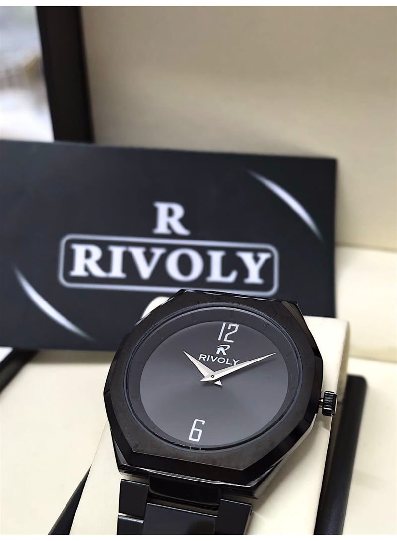 ريفولي ساعة يد للرجال من الستانلس ستيل بعرض انالوج وحركة كوارتز ، سهلة القراءة بتصميم عصري مقاوم للماء، ساعة يد كلاسيكية فاخرة . - Image 2
