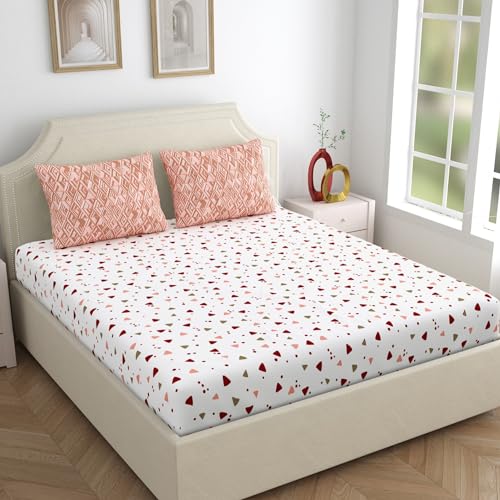 Home Ecstasy 100% Cotton Double Bedsheet with 2 Pillow Covers, 140 TC Abstract Peach for Double Bed (7.3ft X 7.7ft) - Image 3