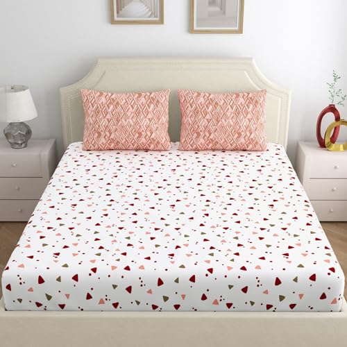 Home Ecstasy 100% Cotton Double Bedsheet with 2 Pillow Covers, 140 TC Abstract Peach for Double Bed (7.3ft X 7.7ft) - Image 2