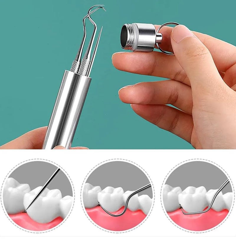 Bennort® 7pcs Teeth Cleaner Stick Dental Floss Toothpicks Set with Aluminum Tube, Reusable Tooth Cleaning Teeth Braces Cleaner for Outdoor Camping Traveling - Image 4
