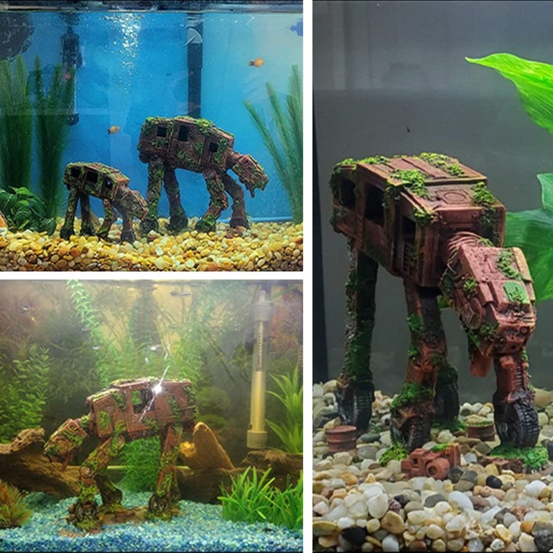 fazhongfa Fish Tank Decorations Star Wars Aquarium Accessories Small to Large Fish Tank Resin Decor for Betta Goldfish Hideouts Cave Hide Ornament Backgrounds (at-Small) - Image 3