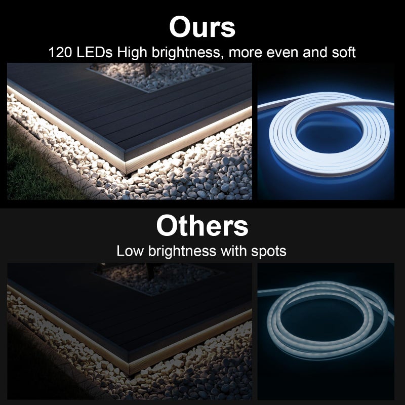 Lucienstar Neon Rope Lights 32.8ft, 6000K White Dimmable LED Strip Lights, 24V Flexible Cuttable IP67 Waterproof LED Rope Lights for Bedroom Indoor Outdoor (Power Adapter Included) - Image 4