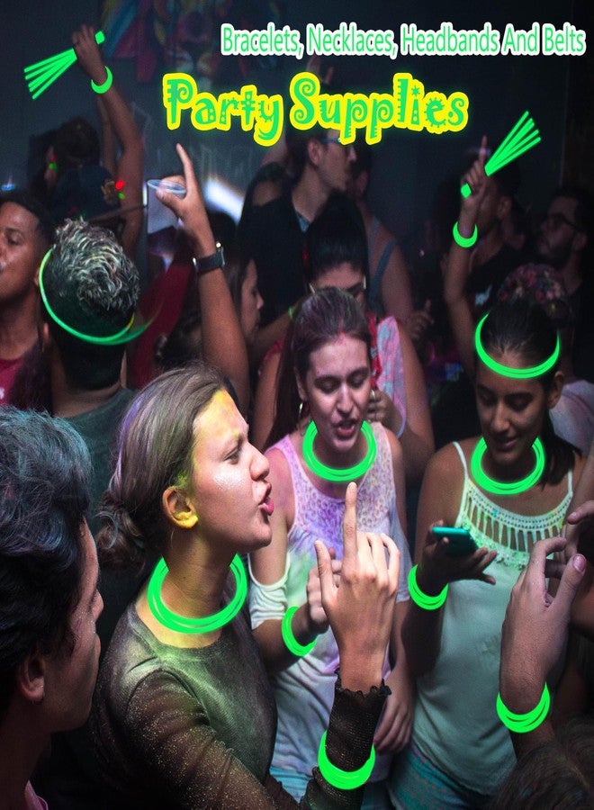 ILHSTY 100 pk 8'' Green Glow Sticks Glow Necklaces In The Dark Party Favors Supplies Bright GlowSticks Bulk for Birthday Easter Valentine Mardi Gras Christmas St. Patrick Halloween Party (Green*100) - Image 2