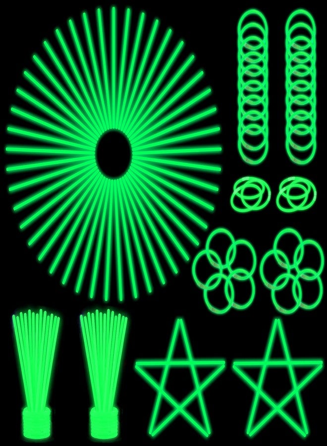 ILHSTY 100 pk 8'' Green Glow Sticks Glow Necklaces In The Dark Party Favors Supplies Bright GlowSticks Bulk for Birthday Easter Valentine Mardi Gras Christmas St. Patrick Halloween Party (Green*100) - Image 1
