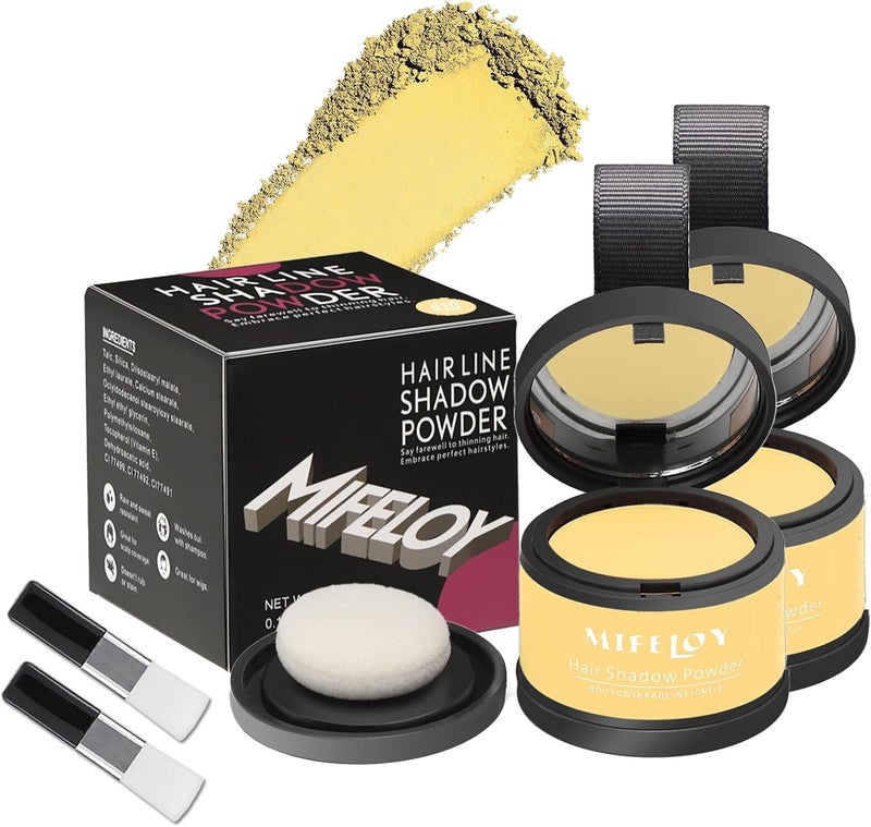 2 Pack Root Touch Up Shadow Powder, Grey Hair Cover Up, Women Colour Root Coverage Powder for Thinning Grey Hairline, Men's Instantly Concealer Hair Loss Beard Line Eyebrow, Light Blonde - Image 1