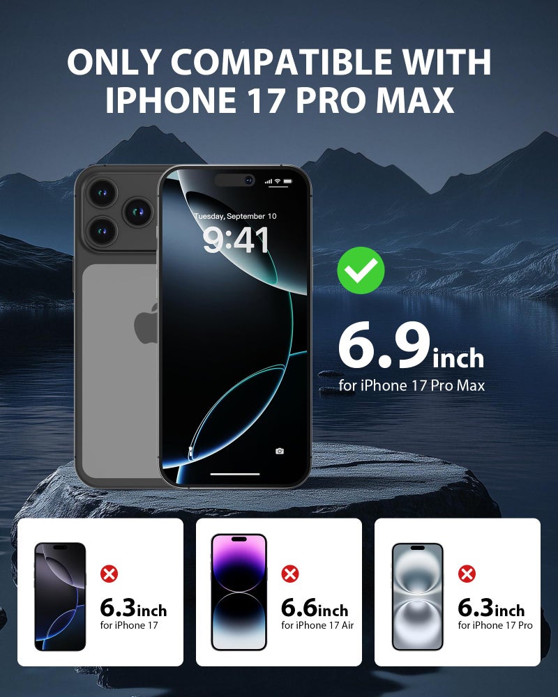 GIGIKISS Compatible for iPhone 17 Pro Max Privacy Screen Protector 6.9 inch, Anti Spy Anti Blue Light HD Tempered Glass Screen Protector Easy Installation, Case Friendly, 2 Pack Black - Image 2