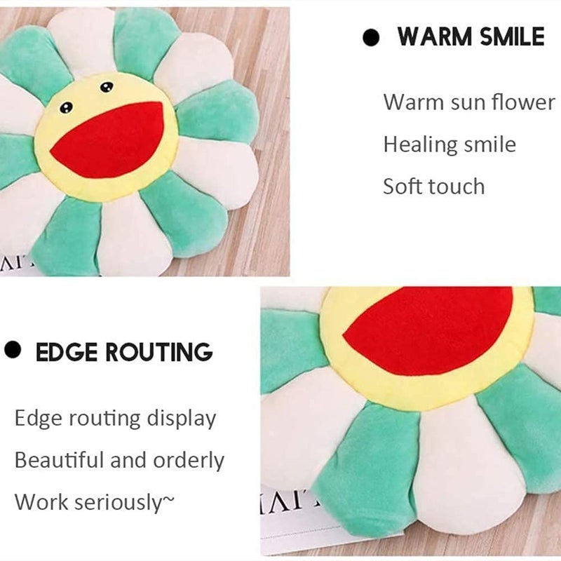 SNEPOO Smile Face Plush Rainbow Pillow, Sunflower Indie Decor Plush Pillow Soft & Comfortable Flower Floor Pillow for Home Reading Bed Room Decoration (Rainbow Color) - Image 4