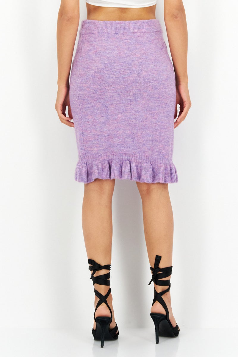 BCBGeneration Women Textured Basic Midi Skirt, Purple - Image 3