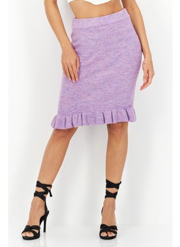 BCBGeneration Women Textured Basic Midi Skirt, Purple  - Image 1