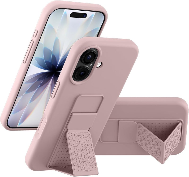 بورتوني حافظة iPhone 17، غطاء حامل إصبع مع حامل قابل للطي، حافظة سيليكون ناعمة متعددة الحوامل مغناطيسية للسيارة لهاتف iPhone 17 مقاس 6.3 بوصة (بيج، iPhone 17) - Image 1