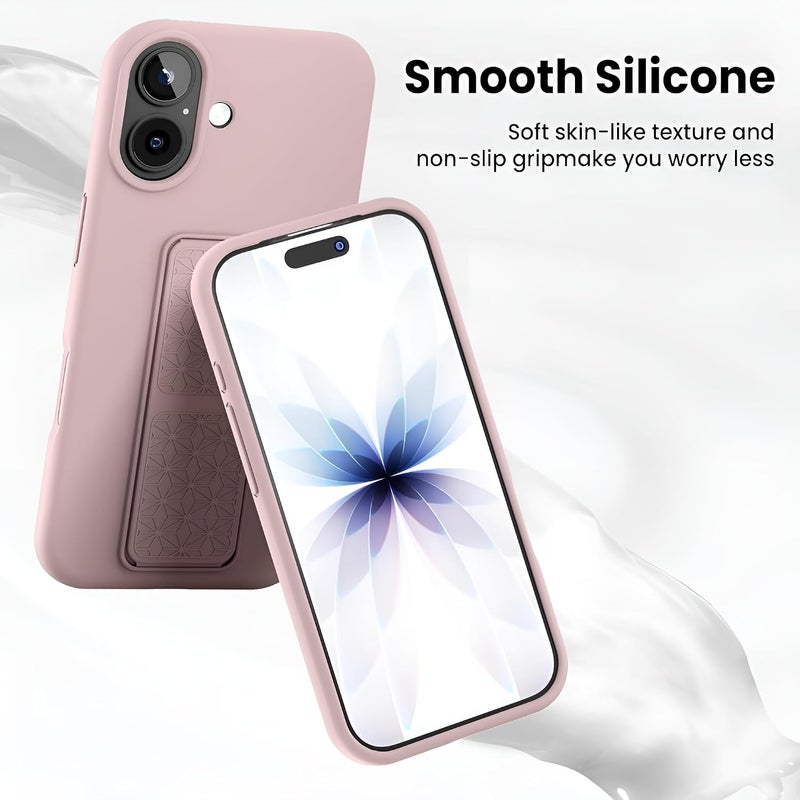 بورتوني حافظة iPhone 17، غطاء حامل إصبع مع حامل قابل للطي، حافظة سيليكون ناعمة متعددة الحوامل مغناطيسية للسيارة لهاتف iPhone 17 مقاس 6.3 بوصة (بيج، iPhone 17) - Image 4