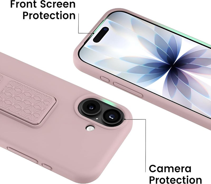 بورتوني حافظة iPhone 17، غطاء حامل إصبع مع حامل قابل للطي، حافظة سيليكون ناعمة متعددة الحوامل مغناطيسية للسيارة لهاتف iPhone 17 مقاس 6.3 بوصة (بيج، iPhone 17) - Image 3