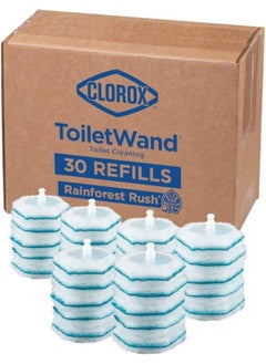 Clorox Clorox Toilet Wand Disinfecting Refills, Toilet and Bathroom Cleaning, Toilet Brush Heads, Disposable Wand Heads, Rainforest Rush, 30 Count  - Image 1