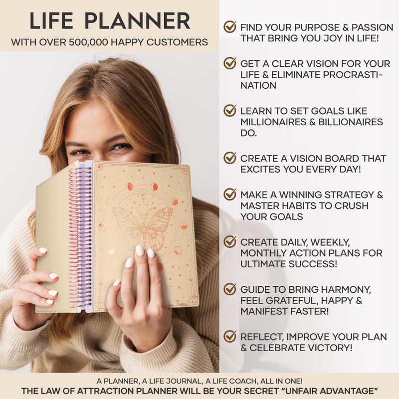 Freedom Mastery Manifestation Journal – Hourly, Weekly & Monthly Planner | 12-Month to Increase Productivity, Life Organizer & Goal Planner | Spiral Journal, Habit Tracker, Foldable Vision Board, Gift Box & Stickers - Image 3