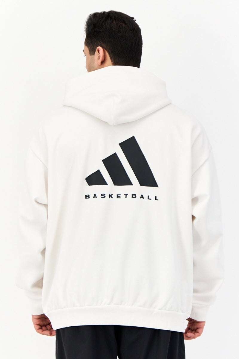 Adidas Men Sportswear Fit Long Sleeves Outdoor Hoodie, White - Image 3