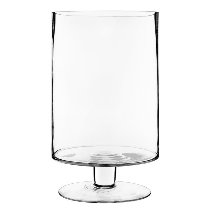 GLASS HURRICANE PILLAR CANDLE HOLDER H135 W8 MULTIPLE SIZE CHOICES SHORT STEM CANDLE CENTERPIECES STEMMED GLASS CYLINDER CANDLE VASE