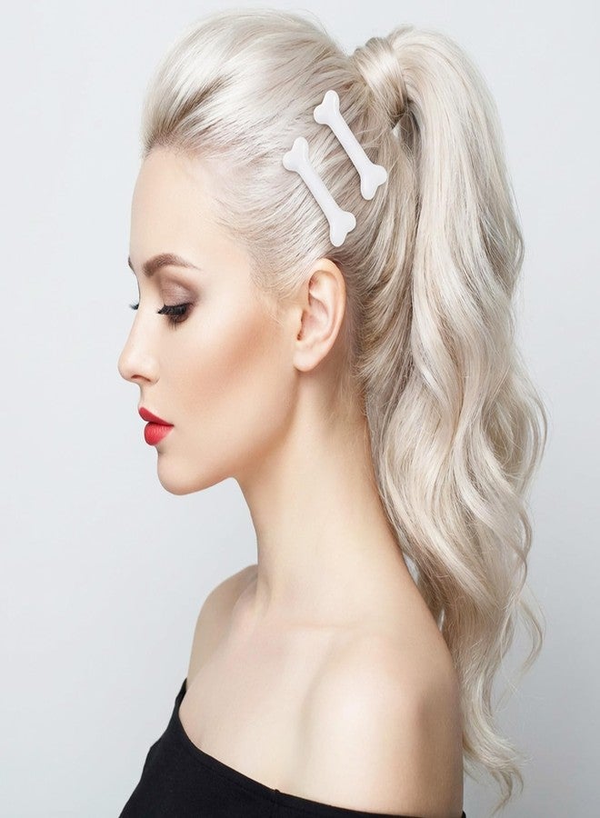 Qulkws 6Pcs Bone Hair Clips Barrettes for Women Girls White Bones Hairpins Alligator Hair Clip Skull Skeleton Hairpins Side Hairs Clip White Dog Bone Alligator Clips for Daily Wear Party Cosplay Costume - Image 4