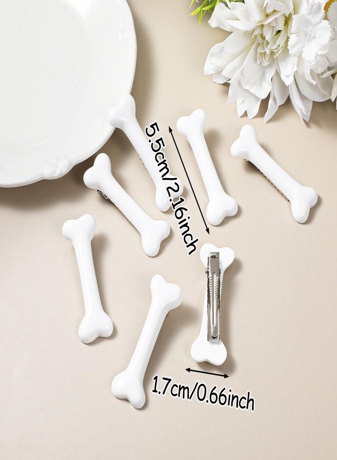 Qulkws 6Pcs Bone Hair Clips Barrettes for Women Girls White Bones Hairpins Alligator Hair Clip Skull Skeleton Hairpins Side Hairs Clip White Dog Bone Alligator Clips for Daily Wear Party Cosplay Costume - Image 2