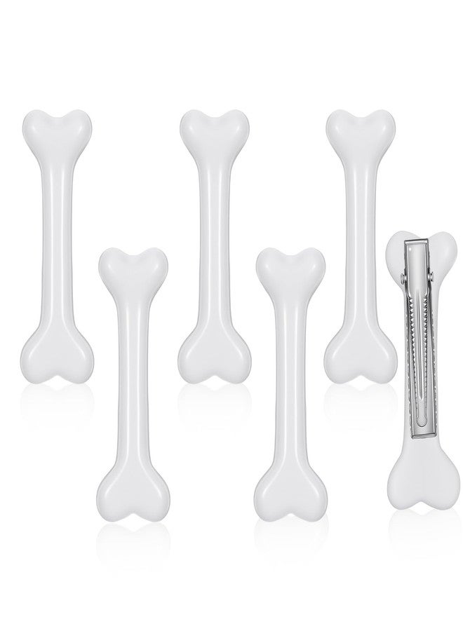 Qulkws 6Pcs Bone Hair Clips Barrettes for Women Girls White Bones Hairpins Alligator Hair Clip Skull Skeleton Hairpins Side Hairs Clip White Dog Bone Alligator Clips for Daily Wear Party Cosplay Costume - Image 1