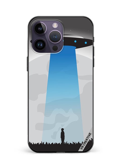 Protective Case Cover For Apple iPhone 16 Pro Ufo Sighting In Full Moon Design Multicolour