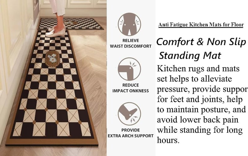 proxin 2 Pcs Kitchen Mats, Waterproof Memory Foam Kitchen Rugs, Standing Desk Mat Floor Mats, Comfort Runner Rug Carpets for Kitchen Floor, Sink (Colour 3) - Image 4