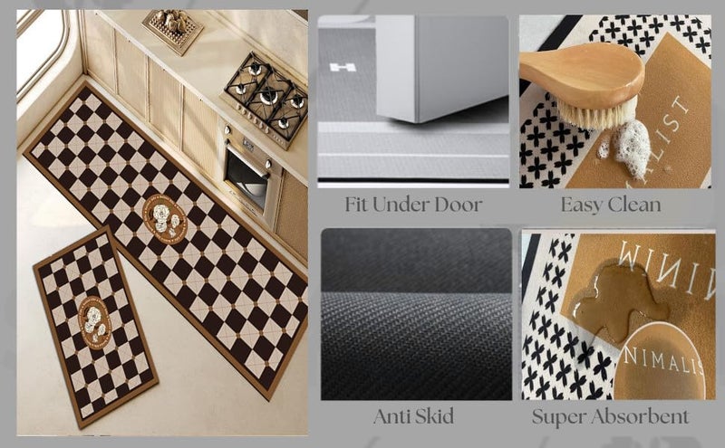 proxin 2 Pcs Kitchen Mats, Waterproof Memory Foam Kitchen Rugs, Standing Desk Mat Floor Mats, Comfort Runner Rug Carpets for Kitchen Floor, Sink (Colour 3) - Image 3