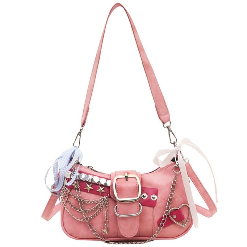 Geelyda Y2K Shoulder Bag for Women, Star Embroidery Hobo Purse with Chain Strap, Goth Style Cute Small Handbag, Vintage Y2K Purse for Daily Use - Image 1