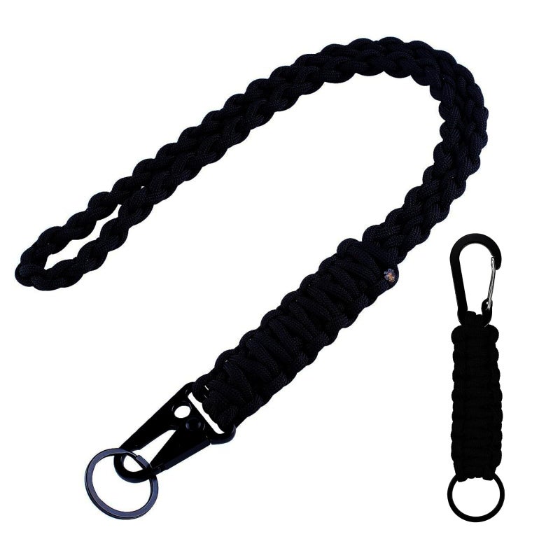 MAGITATI 2 Pcs Heavy Duty Braided 550 Paracord Lanyard Keychain Set Parachute Rope Necklace Keychain with Belt Carabiner Clip for Keys Men Women Hiking Camping Outdoor Survival Camera Wallet and Whistle - Image 2