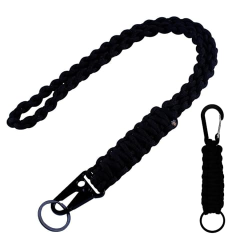 MAGITATI 2 Pcs Heavy Duty Braided 550 Paracord Lanyard Keychain Set Parachute Rope Necklace Keychain with Belt Carabiner Clip for Keys Men Women Hiking Camping Outdoor Survival Camera Wallet and Whistle - Image 1
