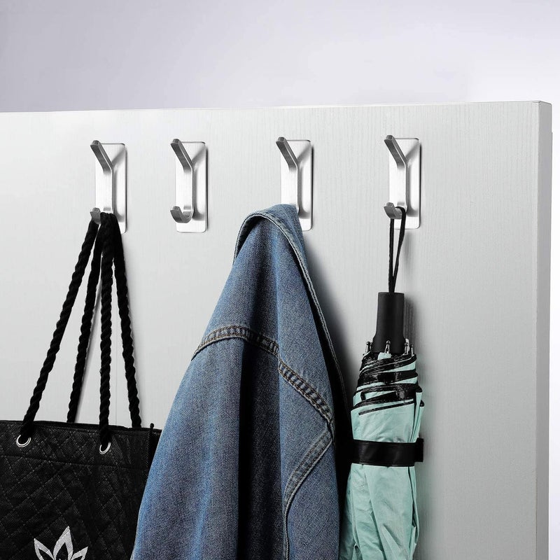 YIGII Stainless Steel Towel Hooks - 4 - Pack Adhesive Wall Hooks for Coats , Robes , and Towels - Image 4