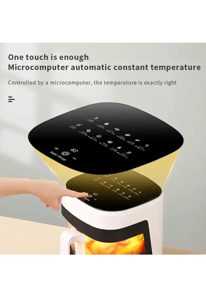 Smart Electric Air Fryer Large Capacity Convection Oven Deep Fryer Without Oil Kitchen 360°Baking Viewable Window 8L Capacity  - Image 2