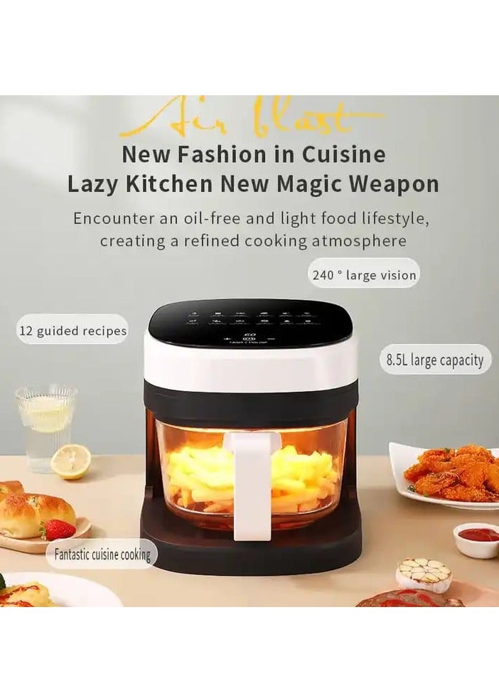 Smart Electric Air Fryer Large Capacity Convection Oven Deep Fryer Without Oil Kitchen 360°Baking Viewable Window 8L Capacity  - Image 3
