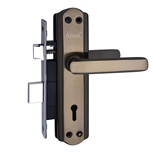 Atom Door Lock for Home, 8 Inch Steel Alloy Black Gold Handleset, 6 Lever Double Stage Lockset with Brass Lock Mechanism for House, Hotel, Office (606KY) - Image 2