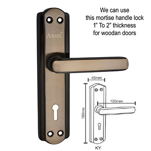 Atom Door Lock for Home, 8 Inch Steel Alloy Black Gold Handleset, 6 Lever Double Stage Lockset with Brass Lock Mechanism for House, Hotel, Office (606KY) - Image 3