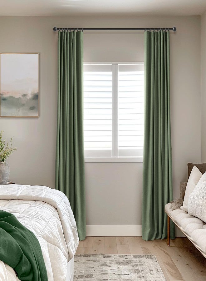 INOVADAY 100% Blackout Curtains for Bedroom, Black Out Curtains 84 Inch Long, Clip Rings Linen Blackout Drapes, Thermal Insulated Room Darkening for Living Room, 2 Panels - Moss Green,W50xL84 - Image 5