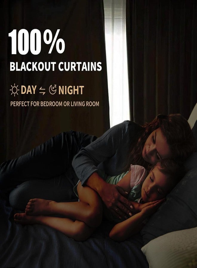 INOVADAY 100% Blackout Curtains for Bedroom, Black Out Curtains 84 Inch Long, Clip Rings Linen Blackout Drapes, Thermal Insulated Room Darkening for Living Room, 2 Panels - Moss Green,W50xL84 - Image 2