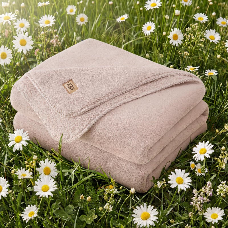 UGG Whitecap Fleece Throw Blanket, Soft Plush Throw for Bed or Chair, Luxury Bedroom Decor, Cozy Blankets, Machine Washable, Spring Decor, 50-inch x 70-inch, Pink Quartz - Image 2
