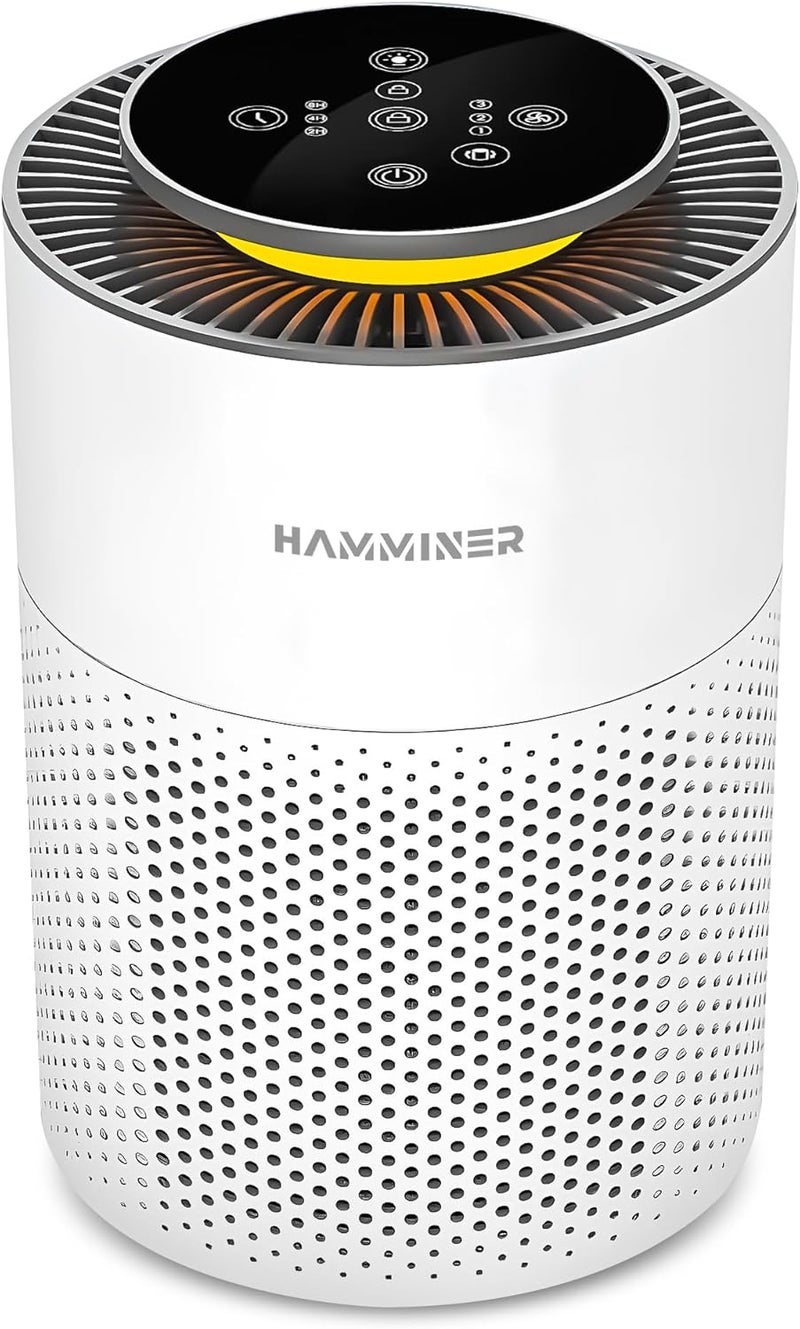 HAMMINER Air Purifiers For Home 3-in-1 Filter Cleaner Smart Touch Panel Smart Air Purifiers For Bedroom With Adjustable Night Light, H13 True HEPA Air Filter For Dust, Pet Dander, Allergies, Pollen - Image 1