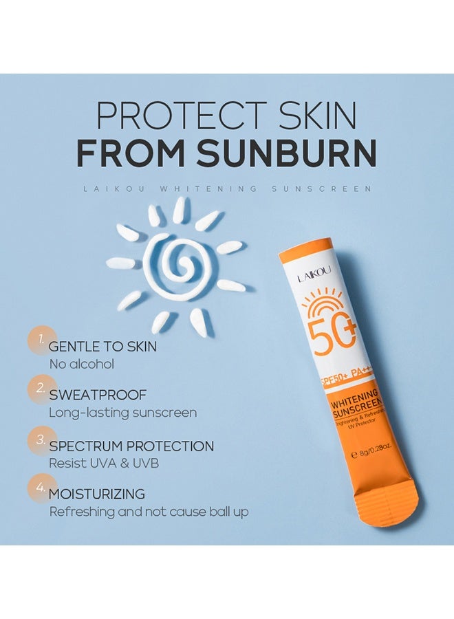 لايكو 10 عبوات من واقي الشمس المصغر لتفتيح البشرة SPF50 PA، واقي شمس بحجم السفر للوجه والجسم، مقاوم للماء وغير دهني، كريم شمس فردي مقاوم للماء، ضروري للشاطئ عند السفر، ومناسب للهدايا وحفلات الشكر، 0.28 أونصة/عبوة - Image 2