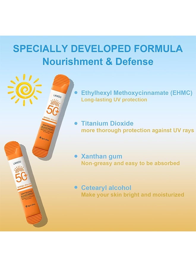لايكو 10 عبوات من واقي الشمس المصغر لتفتيح البشرة SPF50 PA، واقي شمس بحجم السفر للوجه والجسم، مقاوم للماء وغير دهني، كريم شمس فردي مقاوم للماء، ضروري للشاطئ عند السفر، ومناسب للهدايا وحفلات الشكر، 0.28 أونصة/عبوة - Image 3