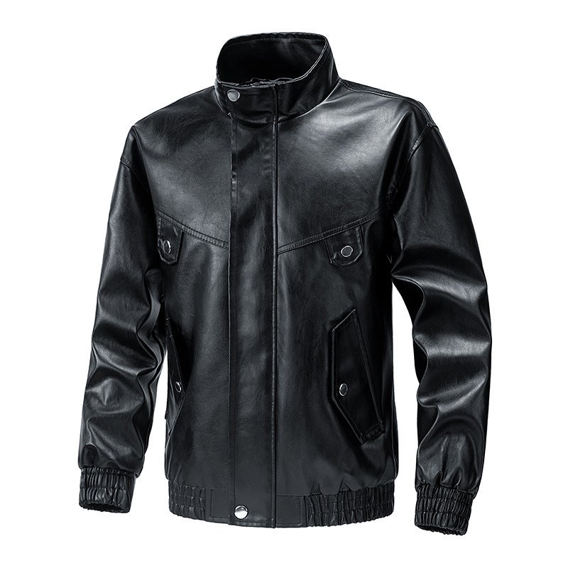 Men'S Leather Jacket New All-Match Youth Handsome Leather Jacket Korean Slim-Fit Biker Clothing Plus Size Leather Jacket - Image 3