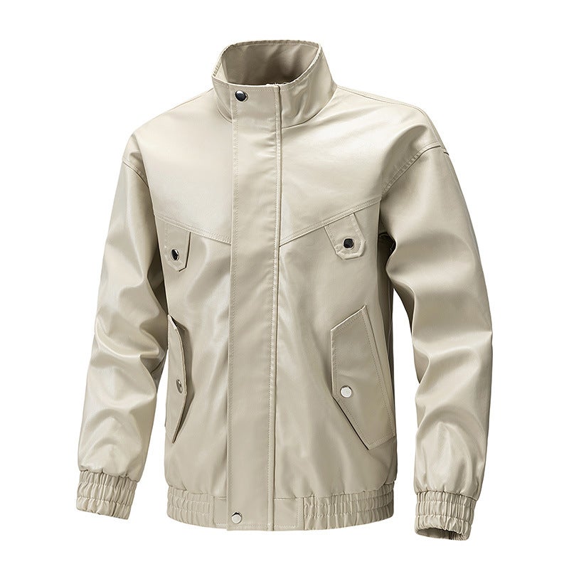 Men'S Leather Jacket New All-Match Youth Handsome Leather Jacket Korean Slim-Fit Biker Clothing Plus Size Leather Jacket - Image 2