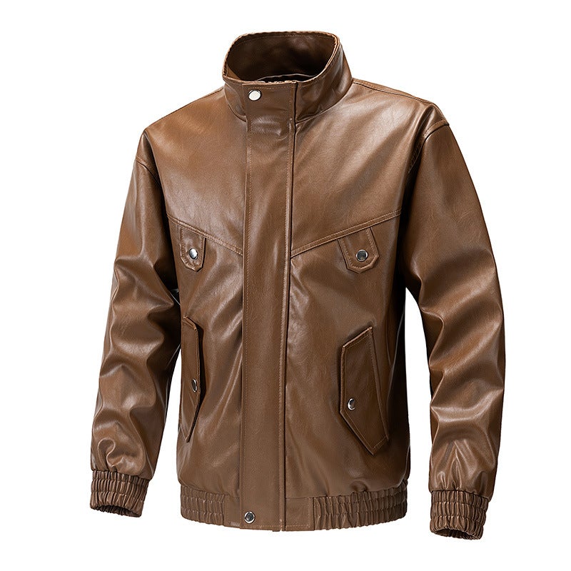 Men'S Leather Jacket New All-Match Youth Handsome Leather Jacket Korean Slim-Fit Biker Clothing Plus Size Leather Jacket - Image 4