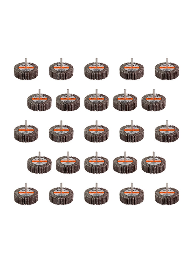 لوازم برو7 طقم صنفرة دريل مكون من 25 قطعة - 80x25 مم - نعومه 100 - ساق 6 مم (1/4 إنش) - عجلة صنفرة أسطوانية من أكسيد الألمنيوم للمعادن والخشب وإزالة الطلاء - Image 2