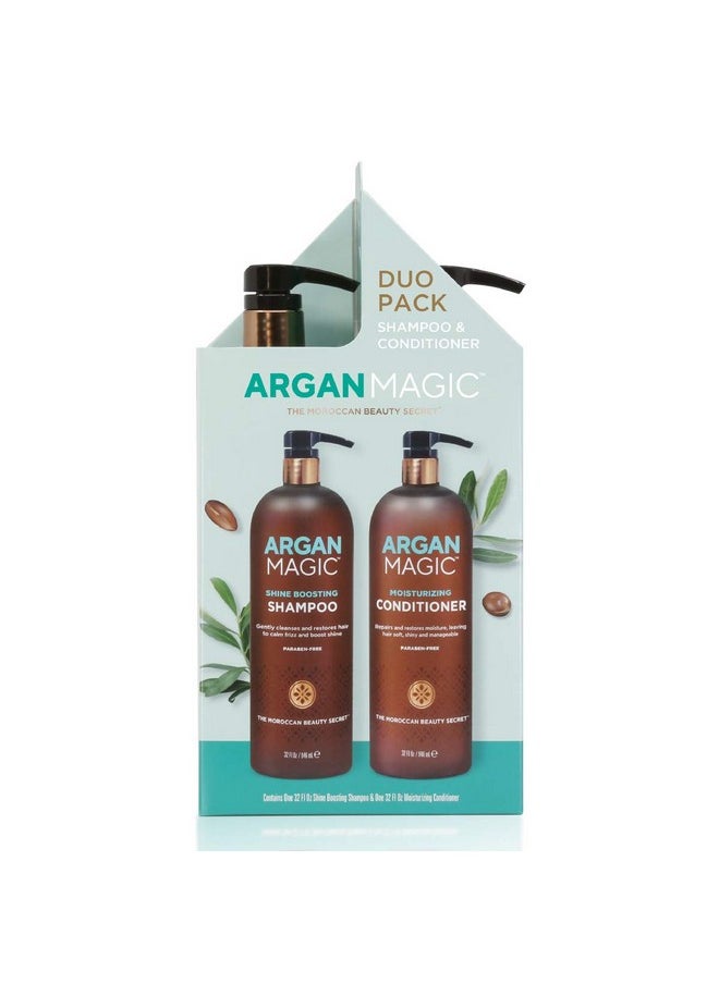 ARGAN MAGIC Shine Boosting Shampoo & Moisturizing Conditioner Duo Gently Cleanses Boosts Shine Controls Frizz Restores Moisture Detangles ; Made In Usa Paraben Free Cruelty Free (32 Oz)  - Image 2