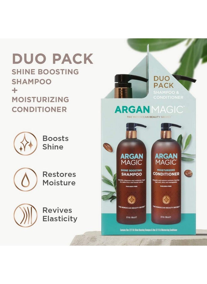 ARGAN MAGIC Shine Boosting Shampoo & Moisturizing Conditioner Duo Gently Cleanses Boosts Shine Controls Frizz Restores Moisture Detangles ; Made In Usa Paraben Free Cruelty Free (32 Oz)  - Image 5