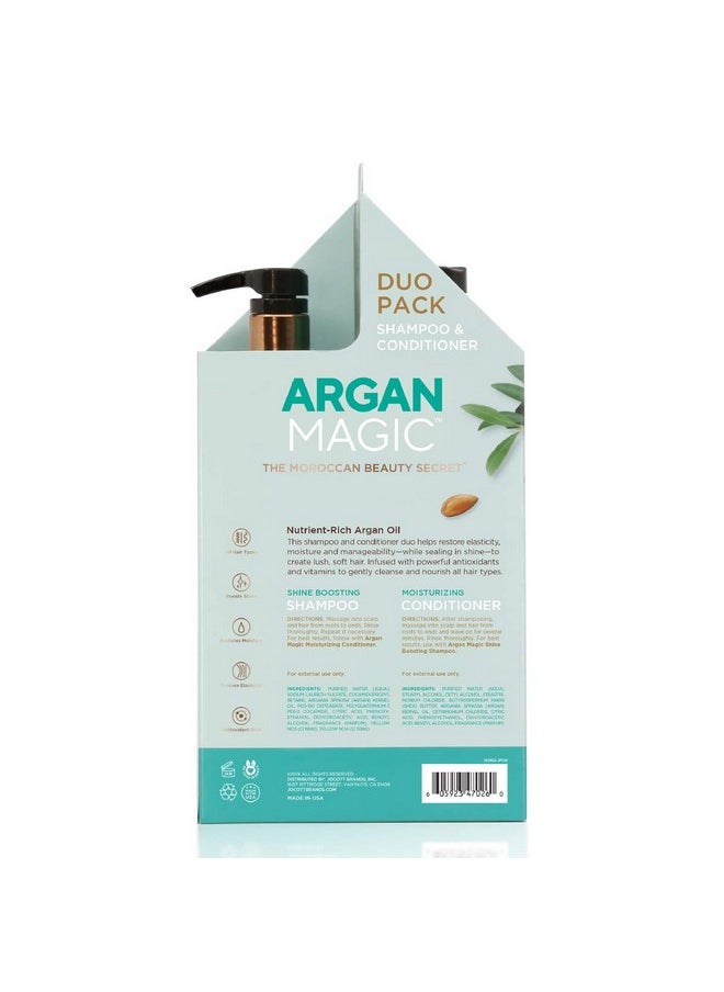 ARGAN MAGIC Shine Boosting Shampoo & Moisturizing Conditioner Duo Gently Cleanses Boosts Shine Controls Frizz Restores Moisture Detangles ; Made In Usa Paraben Free Cruelty Free (32 Oz)  - Image 4
