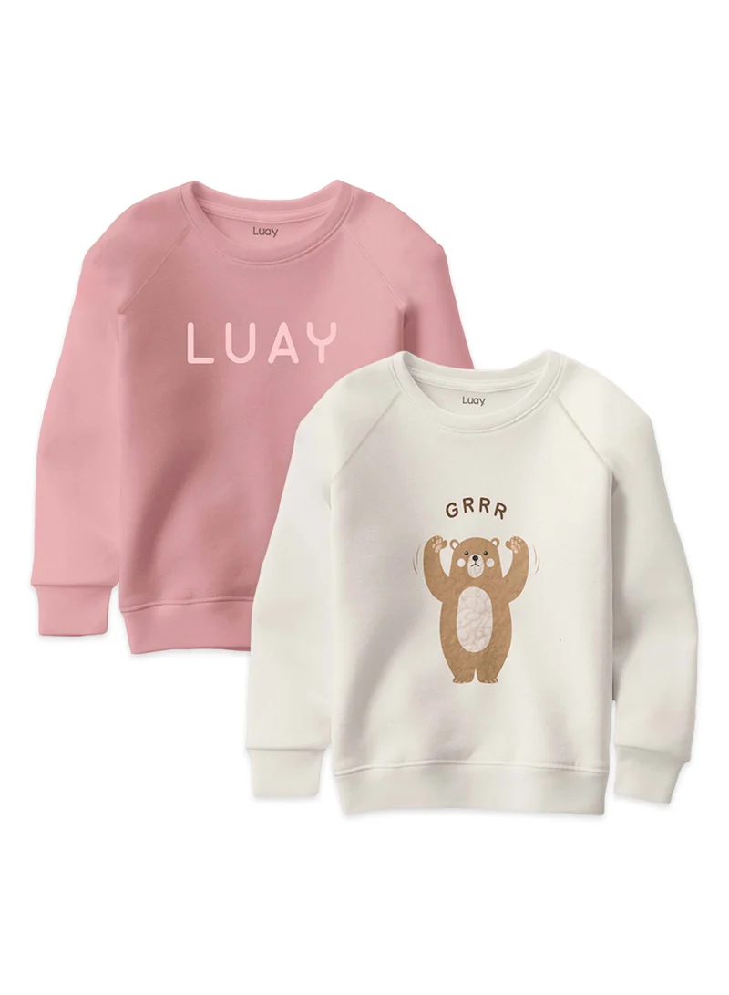 لؤي مجموعة سويت شيرتات LUAY للجنسين مصنوعة من قماش الخيزران فائق النعومة بنسبة 100% (خوخي وكريمي)