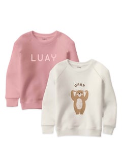 LUAY LUAY Unisex 100% Bamboo-Based Ultra-Soft Fabric Sweatshirts Combo Pack (Peach & Cream)  - Image 2